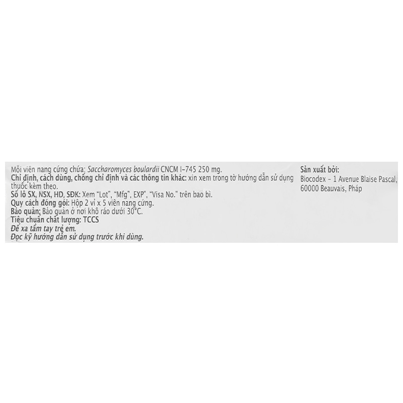 Bioflora 250mg Biocodex điều trị tiêu chảy, viêm đại tràng (2 vỉ x 5 viên) - 8